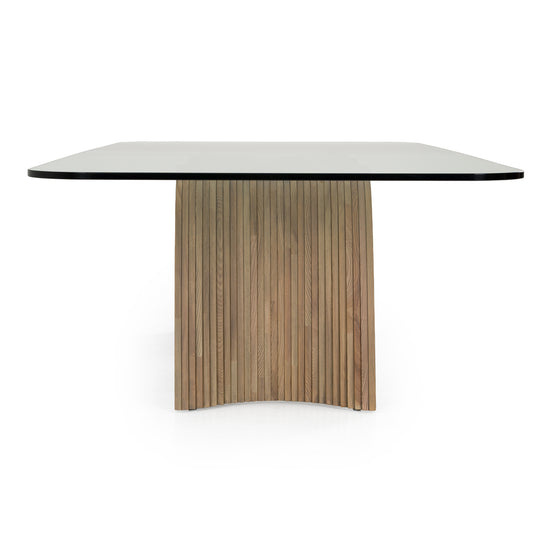 Pangea - Mid-Century Modern Glass + Buckwheat Ash Rectangular Dining Table - image 2