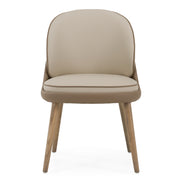 Pangea - Mid-Century Modern Cream & Taupe Vegan Leather + Buckwheat Ash Dining Chair (Set of 2)