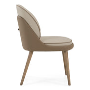 Pangea - Mid-Century Modern Cream & Taupe Vegan Leather + Buckwheat Ash Dining Chair (Set of 2) - image 3