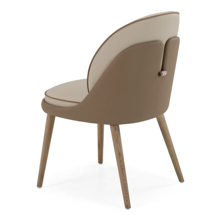 Pangea - Mid-Century Modern Cream & Taupe Vegan Leather + Buckwheat Ash Dining Chair (Set of 2) - image 4