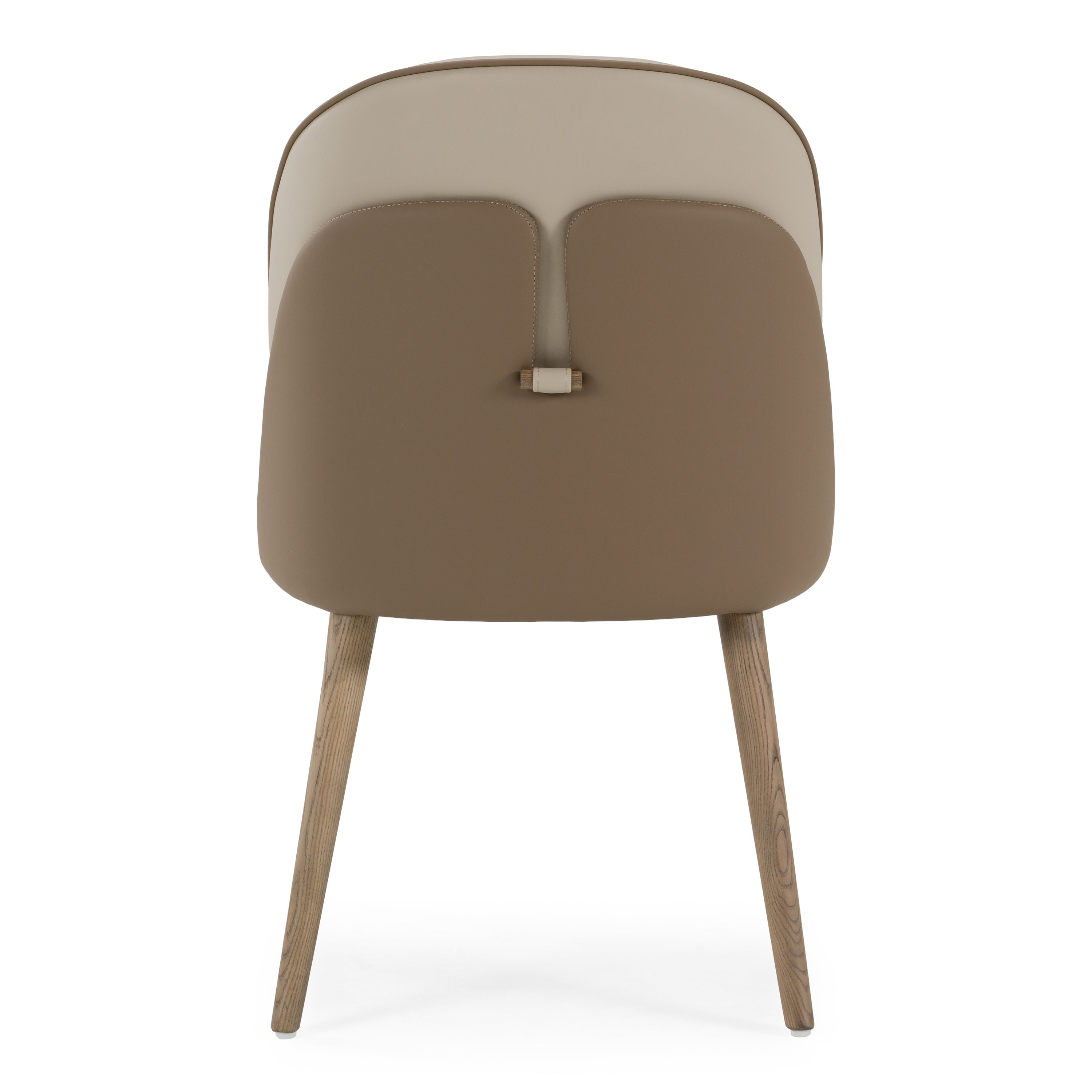 Pangea - Mid-Century Modern Cream & Taupe Vegan Leather + Buckwheat Ash Dining Chair (Set of 2) - image 5