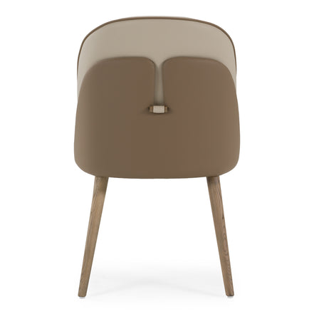 Pangea - Mid-Century Modern Cream & Taupe Vegan Leather + Buckwheat Ash Dining Chair (Set of 2) - image 5