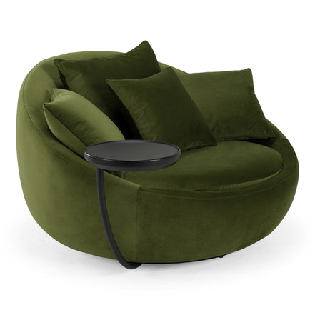 Pascal Modern Round Green Velvet Swivel Lounge Chair