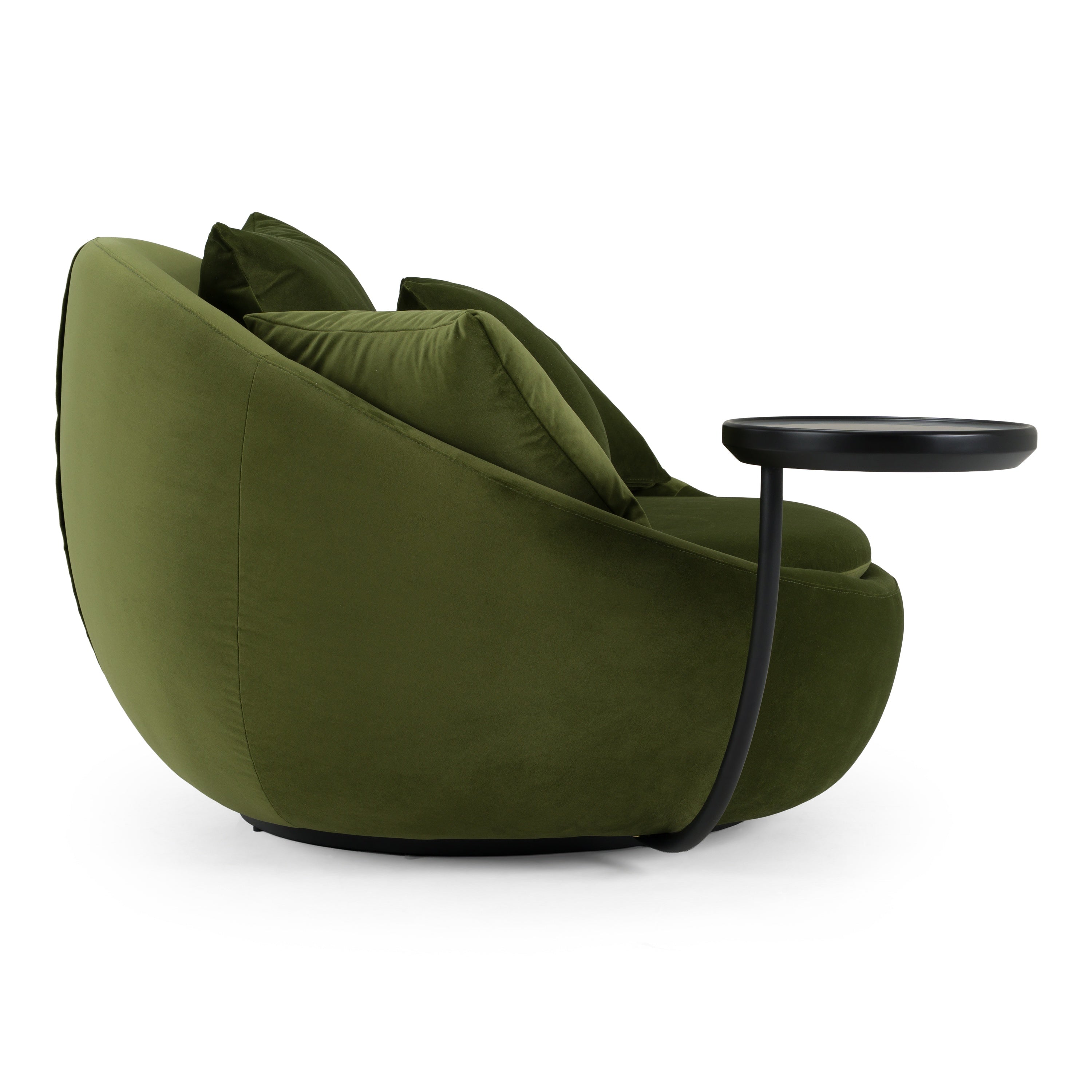Pascal Modern Round Green Velvet Swivel Lounge Chair - image 2