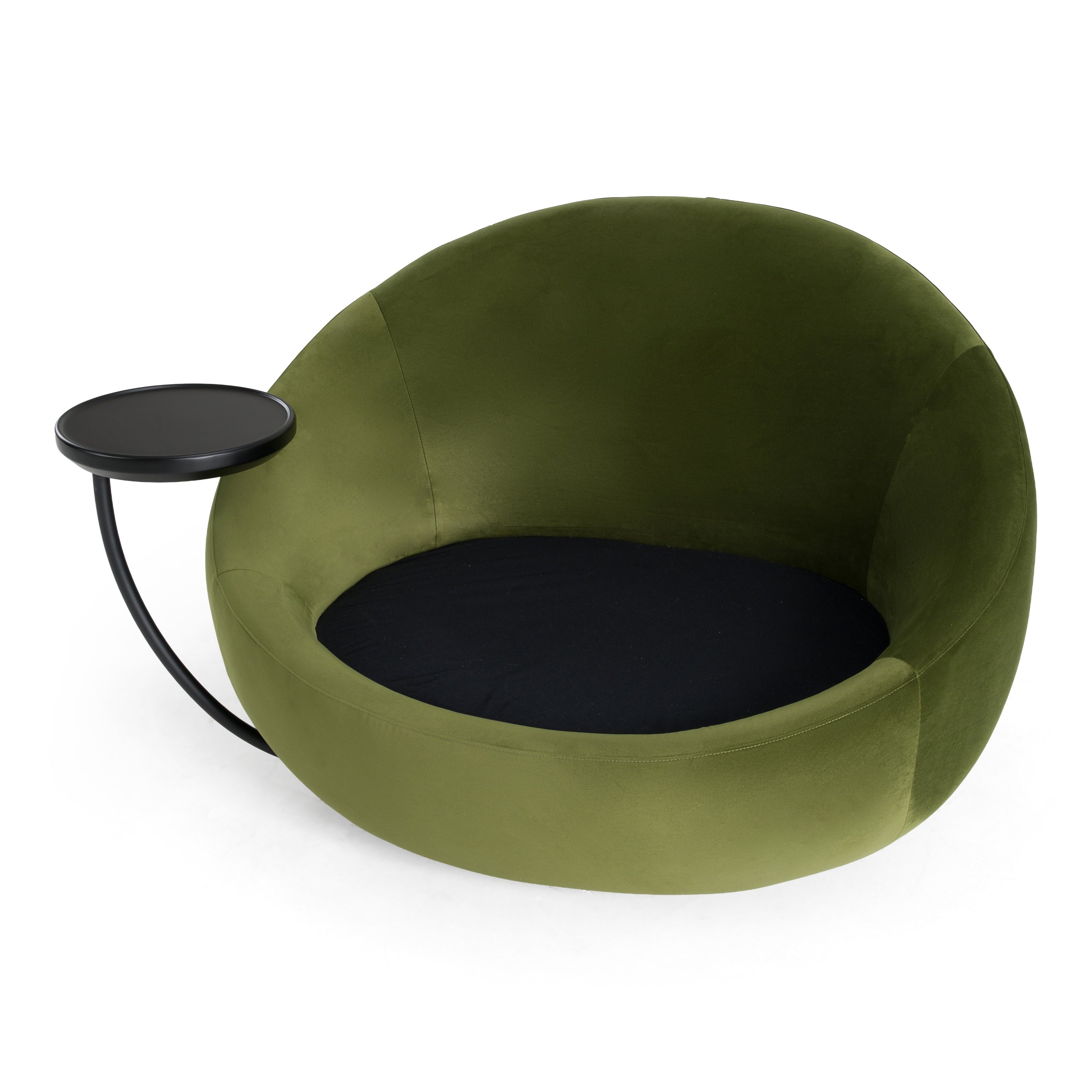 Pascal Modern Round Green Velvet Swivel Lounge Chair - image 4