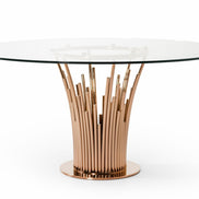 Paxton Modern Round Glass & Rosegold Dining Table - image 4