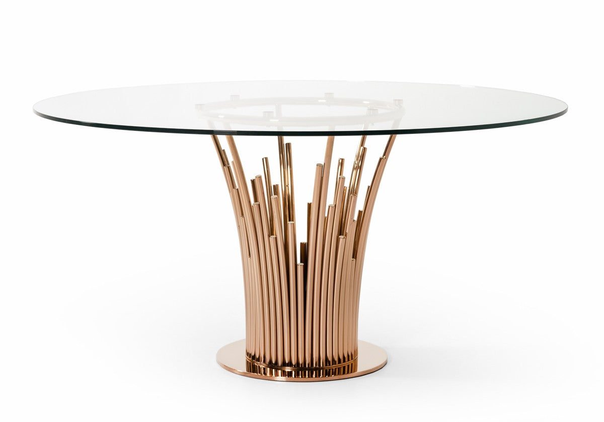 Paxton Modern Round Glass & Rosegold Dining Table - image 4