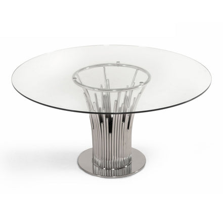 Paxton - Modern Round Glass & Stainless Steel Dining Table - image 5