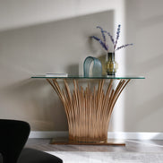 Paxton - Modern Glass + Rosegold Console Table