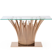 Paxton - Modern Glass + Rosegold Console Table - image 2