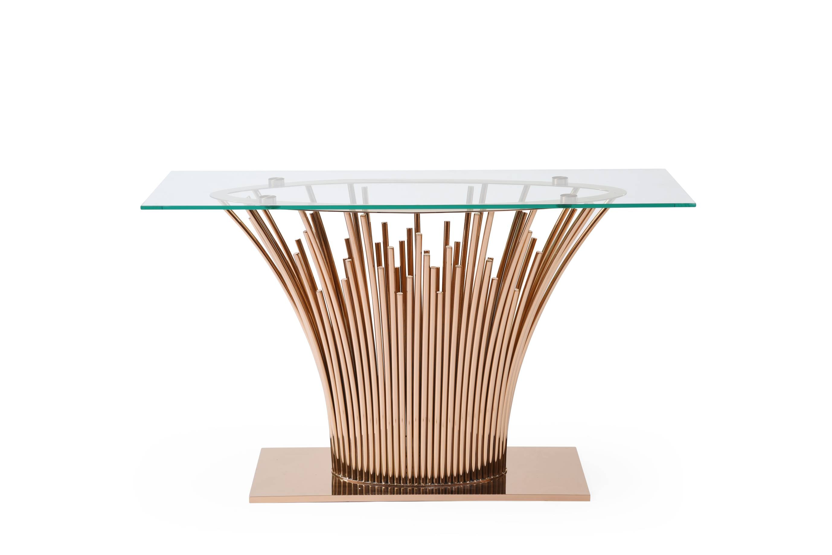 Paxton - Modern Glass + Rosegold Console Table - image 2