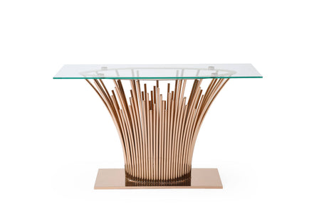 Paxton - Modern Glass + Rosegold Console Table - image 2