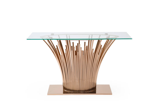 Paxton - Modern Glass + Rosegold Console Table - image 2