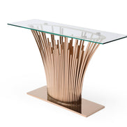 Paxton - Modern Glass + Rosegold Console Table - image 3