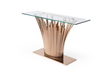 Paxton - Modern Glass + Rosegold Console Table - image 3