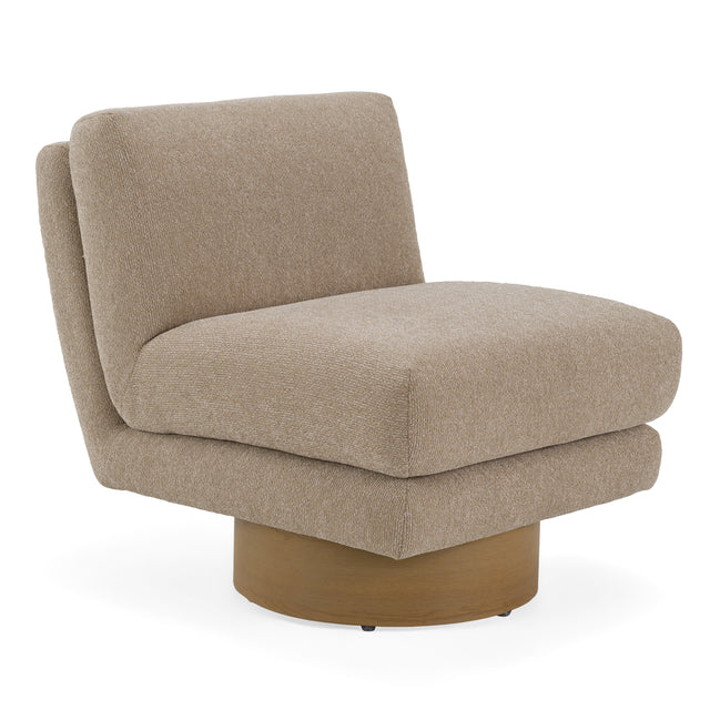 Petito - Modern Beige Fabric + Chestnut Accent Chair