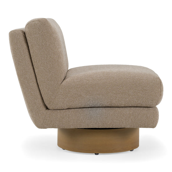 Petito - Modern Beige Fabric + Chestnut Accent Chair - image 2