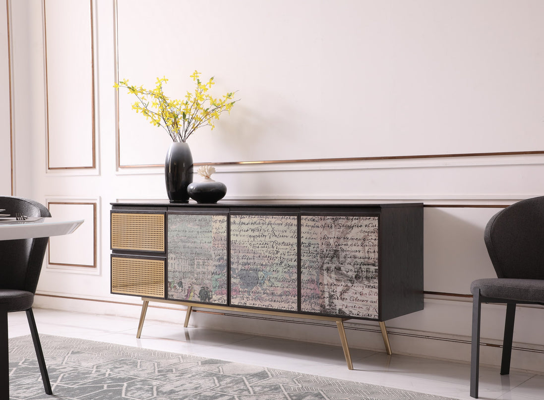 Phelan - Modern Smoked Ash & Brass Buffet