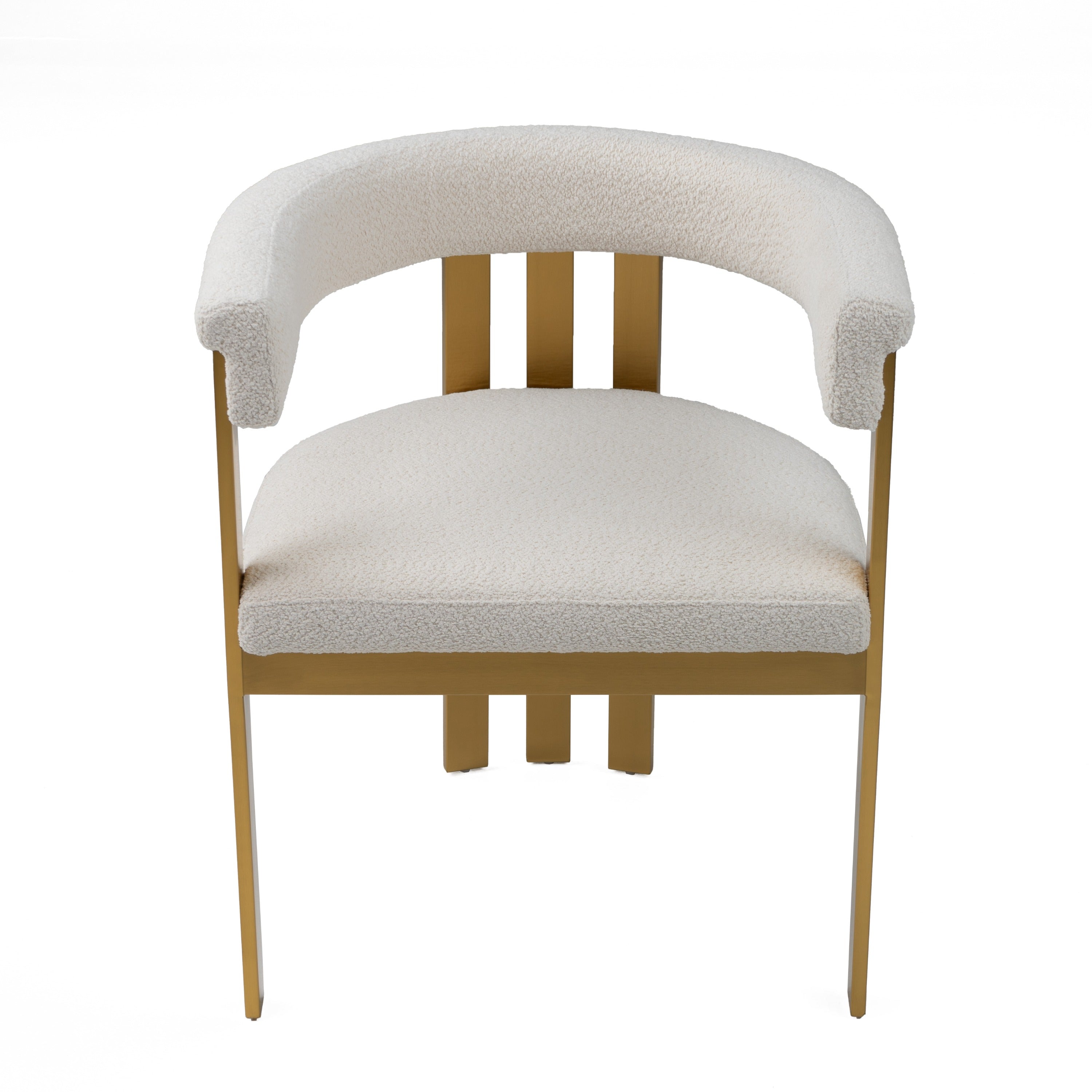 Pontiac - Modern Beige Sherpa + Gold Dining Chair - image 2