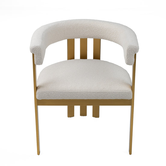 Pontiac - Modern Beige Sherpa + Gold Dining Chair - image 2