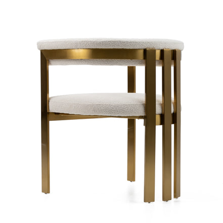 Pontiac - Modern Beige Sherpa + Gold Dining Chair - image 3