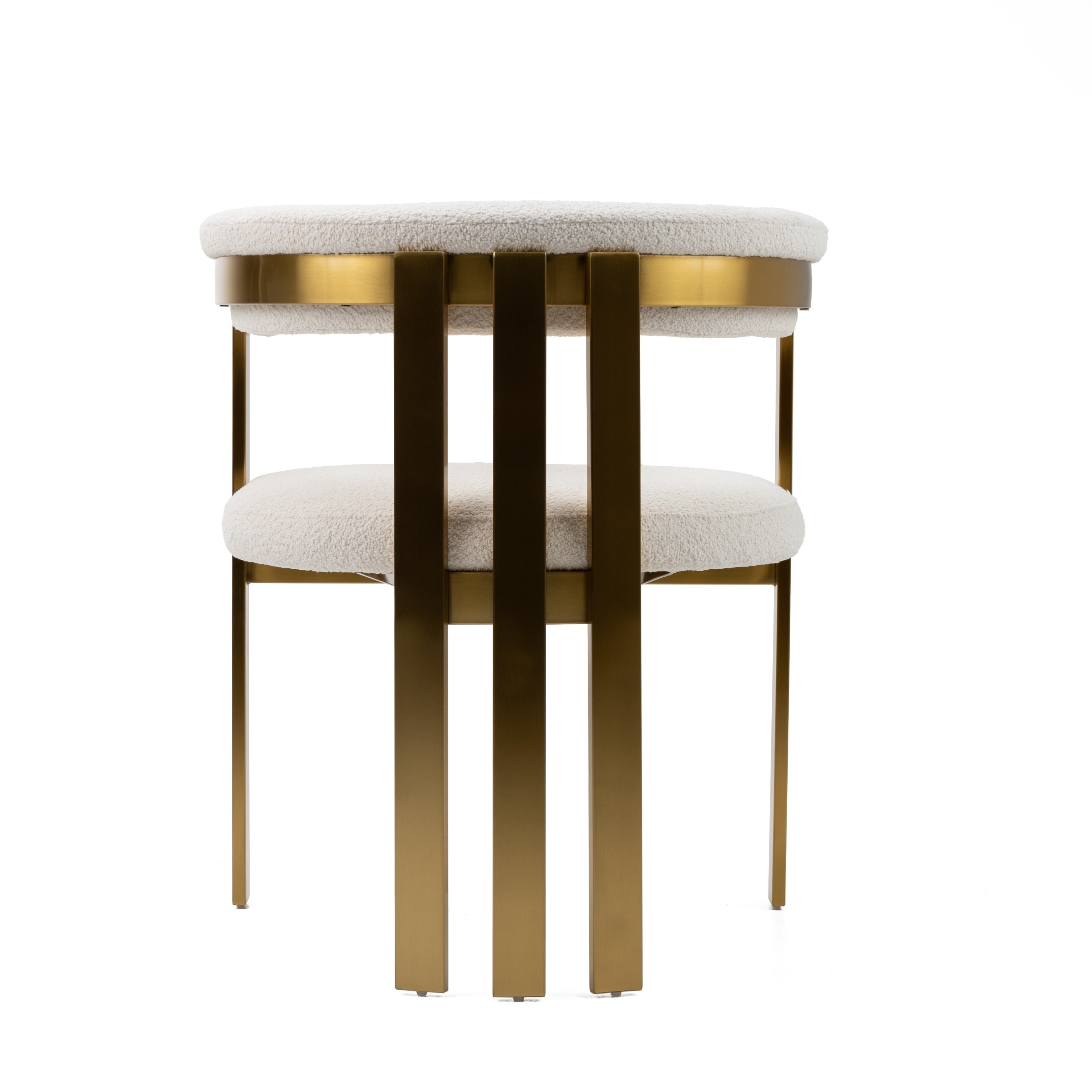 Pontiac - Modern Beige Sherpa + Gold Dining Chair - image 4