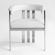 Pontiac - Modern White Vegan Leather + Stainless Steel Dining Chair - image 4