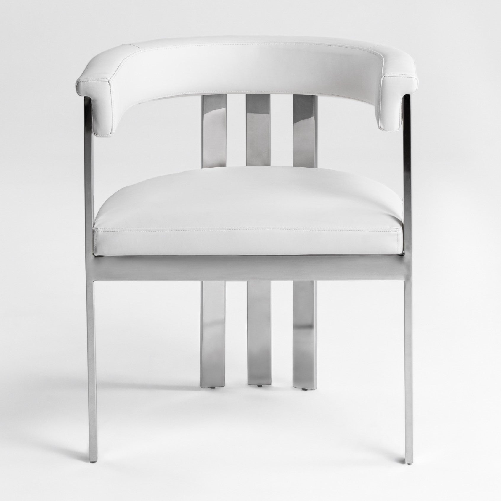 Pontiac - Modern White Vegan Leather + Stainless Steel Dining Chair - image 4