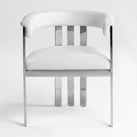 Pontiac - Modern White Vegan Leather + Stainless Steel Dining Chair - image 4