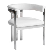 Pontiac - Modern White Vegan Leather + Stainless Steel Dining Chair - image 3