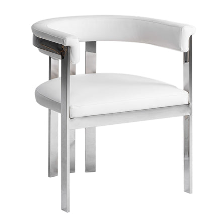 Pontiac - Modern White Vegan Leather + Stainless Steel Dining Chair - image 3