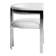 Pontiac - Modern White Vegan Leather + Stainless Steel Dining Chair - image 5