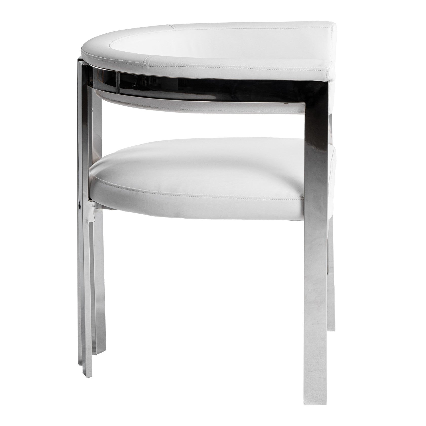 Pontiac - Modern White Vegan Leather + Stainless Steel Dining Chair - image 5
