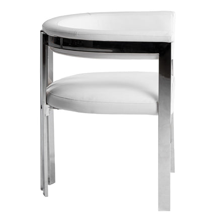 Pontiac - Modern White Vegan Leather + Stainless Steel Dining Chair - image 5