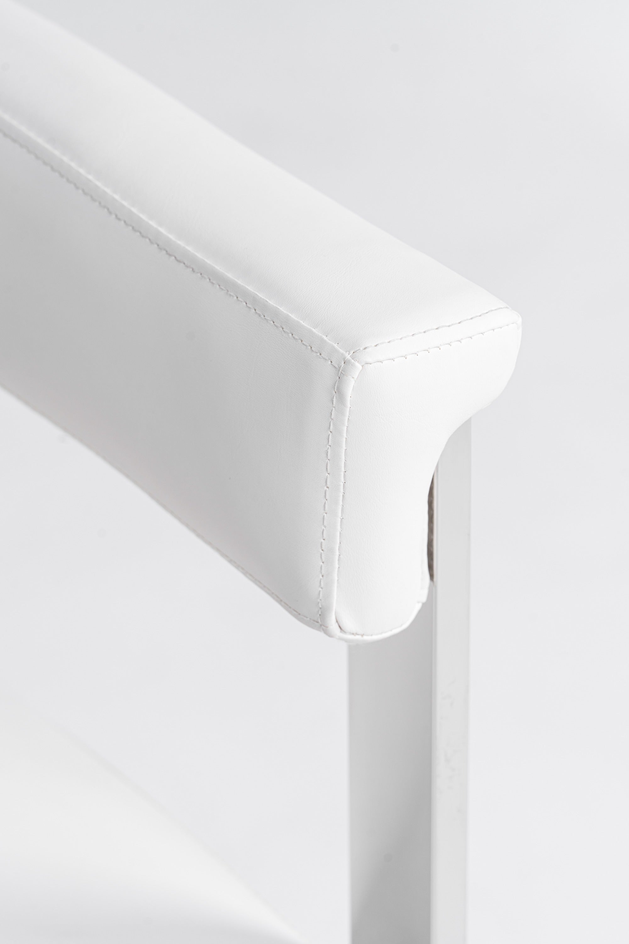 Pontiac - Modern White Vegan Leather + Stainless Steel Dining Chair - image 2