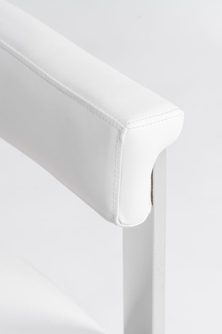 Pontiac - Modern White Vegan Leather + Stainless Steel Dining Chair - image 2