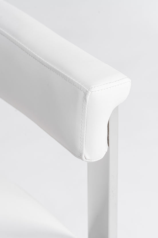 Pontiac - Modern White Vegan Leather + Stainless Steel Dining Chair - image 2