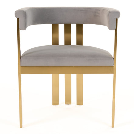 Pontiac - Modern Grey Velvet + Champagne Gold Dining Chair - image 3