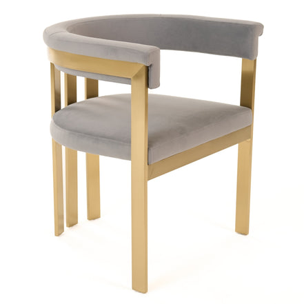 Pontiac - Modern Grey Velvet + Champagne Gold Dining Chair - image 2
