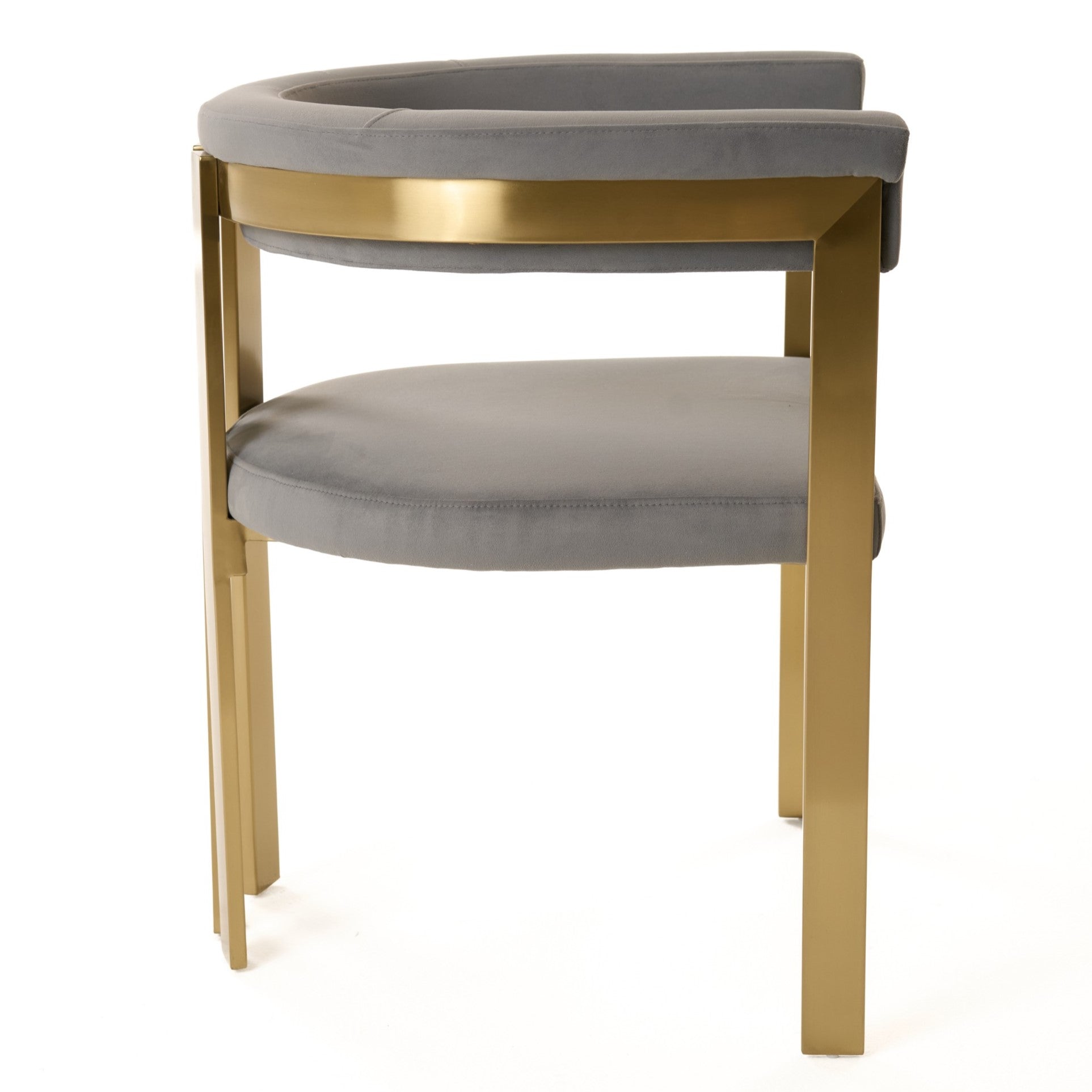 Pontiac - Modern Grey Velvet + Champagne Gold Dining Chair - image 4