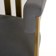 Pontiac - Modern Grey Velvet + Champagne Gold Dining Chair