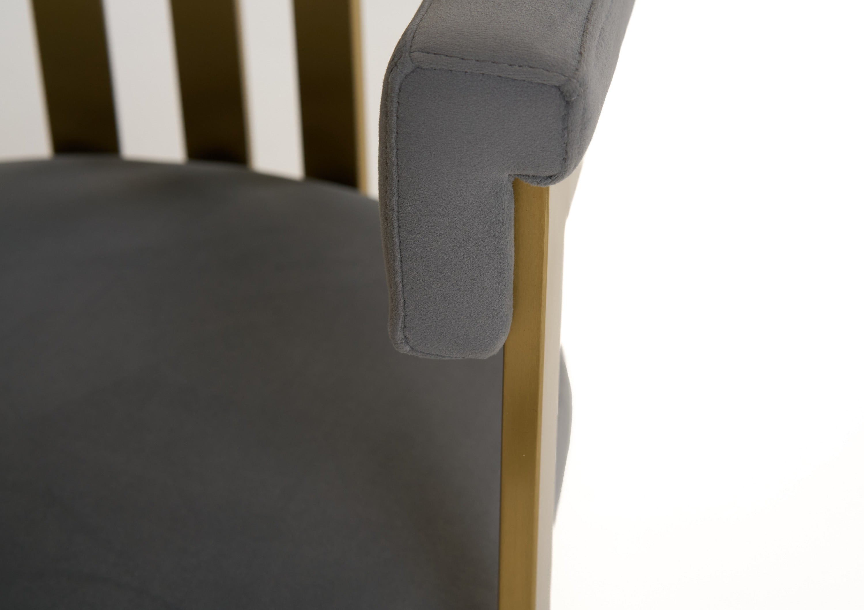 Pontiac - Modern Grey Velvet + Champagne Gold Dining Chair