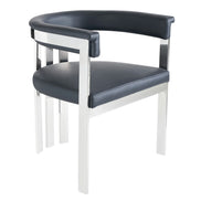 Pontiac - Modern Black Vegan Leather and Stainless Steel Dining Chair - image 3