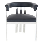 Pontiac - Modern Black Vegan Leather and Stainless Steel Dining Chair - image 4