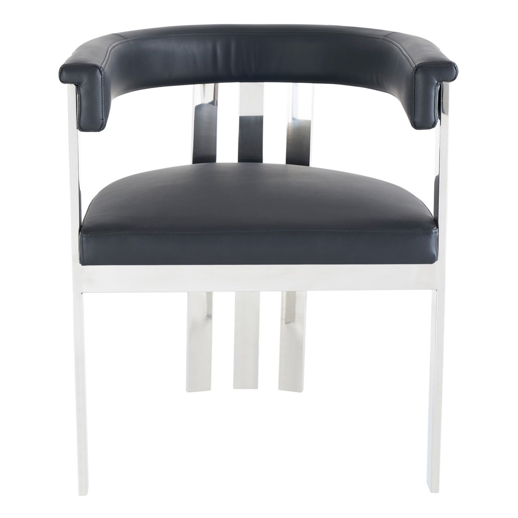 Pontiac - Modern Black Vegan Leather and Stainless Steel Dining Chair - image 4