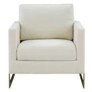 Prince - Contemporary Cream Fabric + Gold Accent Chair - image 2