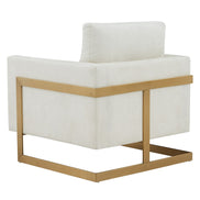 Prince - Contemporary Cream Fabric + Gold Accent Chair - image 4