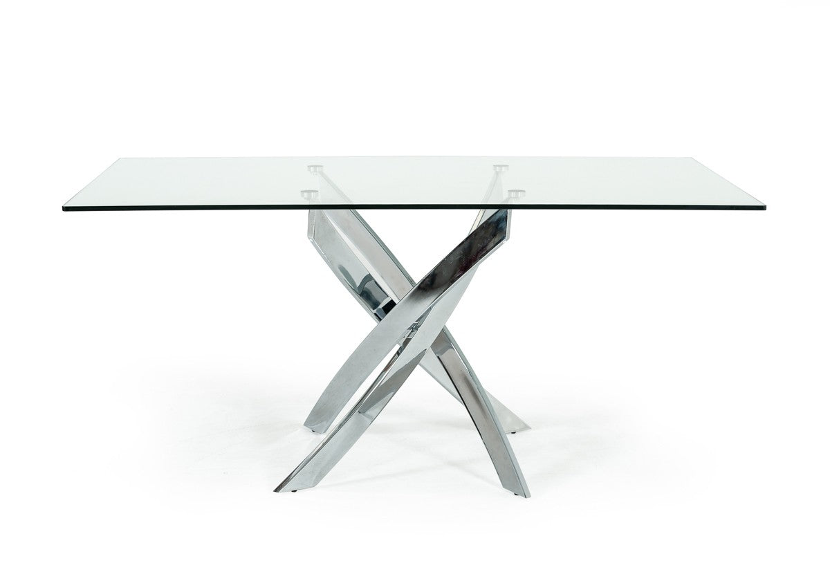 Pyrite Modern Rectangular Glass Dining Table - image 2