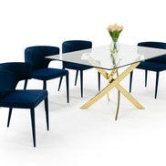 Pyrite Modern Glass and Gold Dining Table - image 2