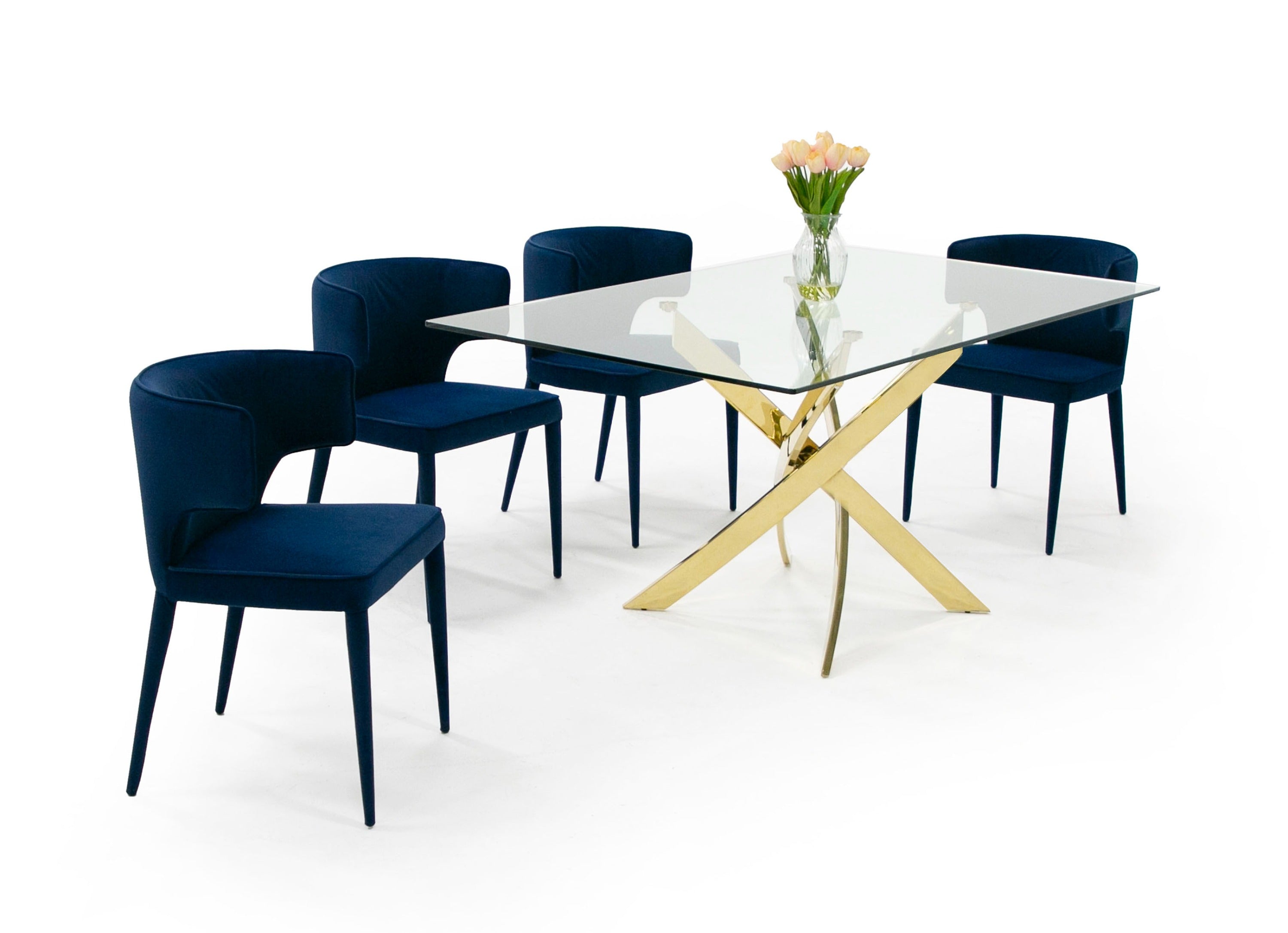 Pyrite Modern Glass and Gold Dining Table - image 2